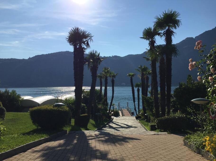 Luganersee, Pool, Strand, Parkplatz, Suite Bissone Exterior foto