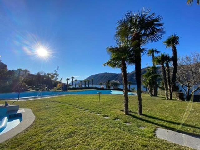 Luganersee, Pool, Strand, Parkplatz, Suite Bissone Exterior foto